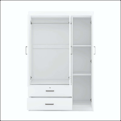 Armoire 3 portes avec 2 tiroirs et rail suspendu