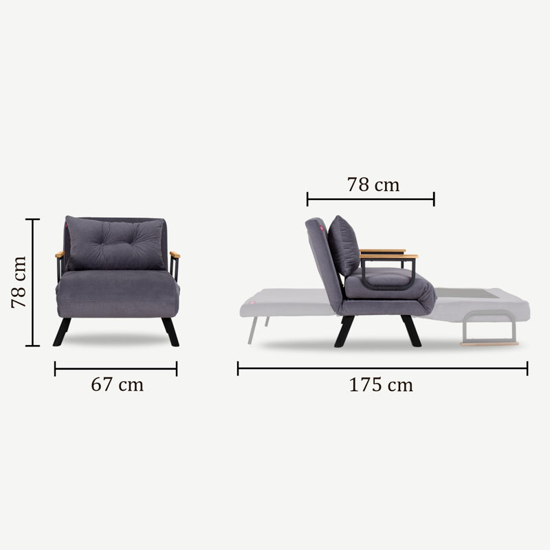 Fauteuil convertible Aakira, Polyester moutarde
