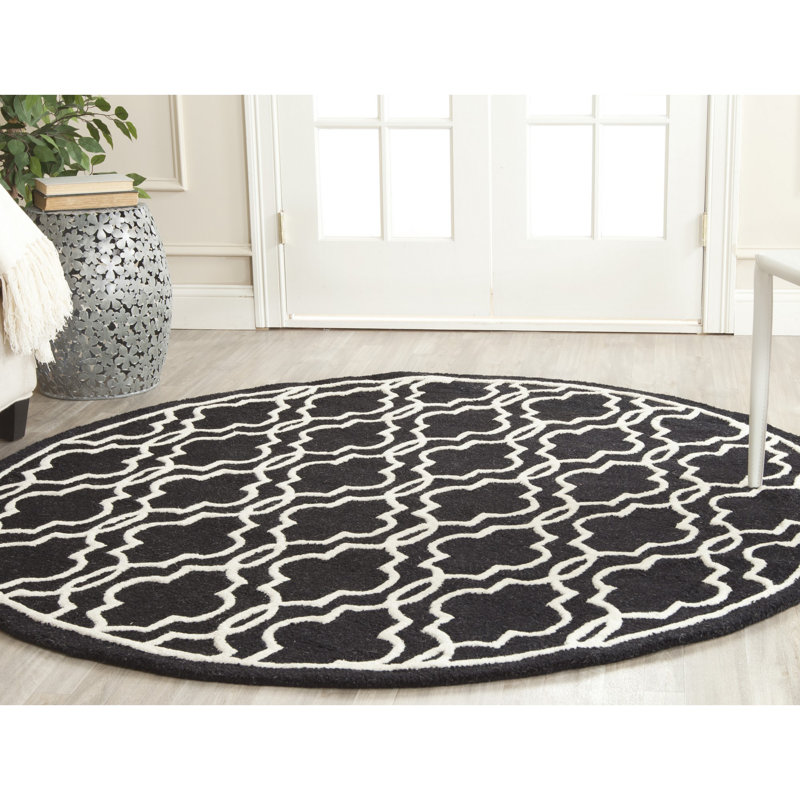 Cannen Hand Tufted Wool Geometric Rug, Round 6'