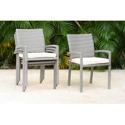 Fiester Fulton Wicker Gray Patio Dining Chair (Set Of 4) by Red Barrel Studio
