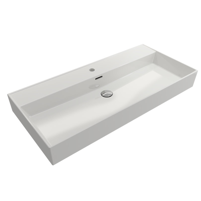 Milano Bathroom Sink, White, White
