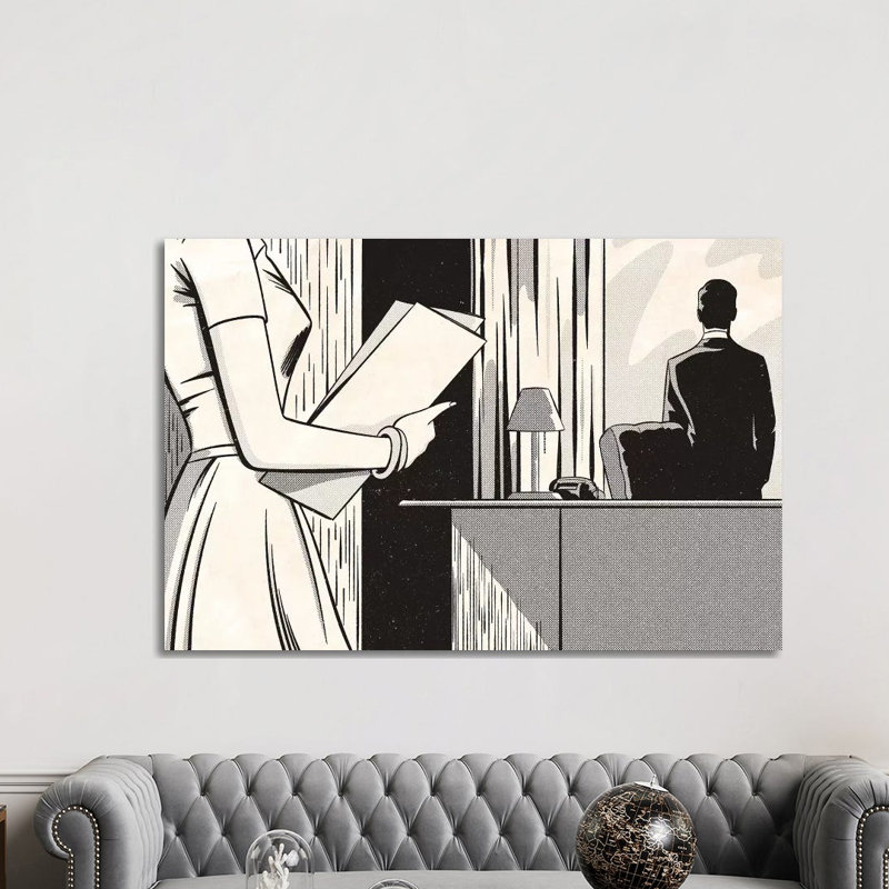 Noir Office by Joseph McDermott - Print on Canvas, 101.6 cm H x 66.04 cm W x 3.175 cm D, Wrapped Canvas