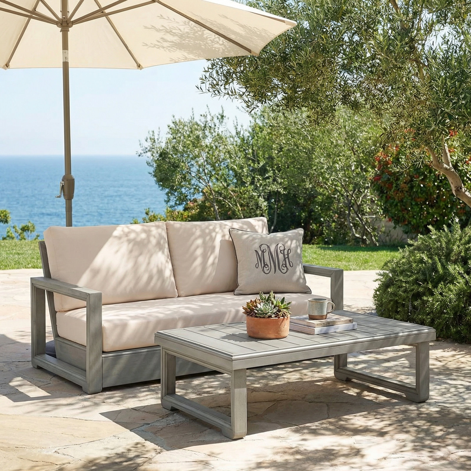 Donnie 2 Piece Seating Group with Cushions, Light Gray