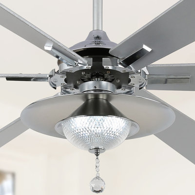 72 Inch Ceiling Fan with Light Chrome Extra Large Ceiling Fan Dimmable, 6 Speed DC Motor Ceiling Fans for Living Room