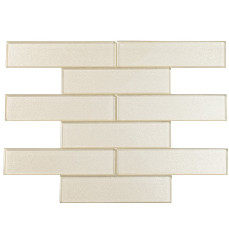 2X8 Subway Glass Mosaic Tile, White