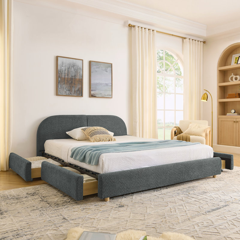 Base de lit tapissier grand, Gris foncé
