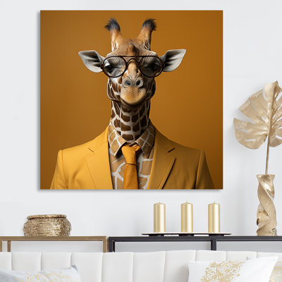 Yellow Suited Up Giraffe  III - Giraffe Animal Wall Art