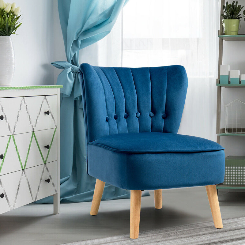 Tisdale Velvet Slipper Chair, Blue Velvet