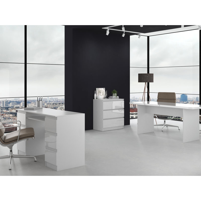 Traynor 70cm W 3 - Drawer Chest of Drawers, High-Gloss Lacquered White