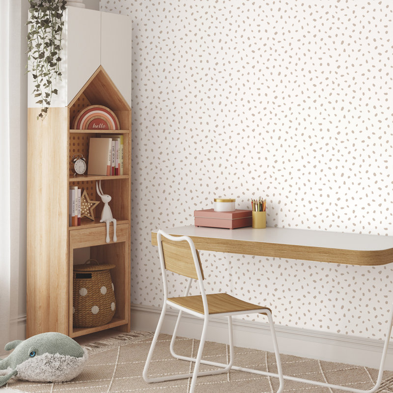 Papier peint à pois animal taupe, Beige