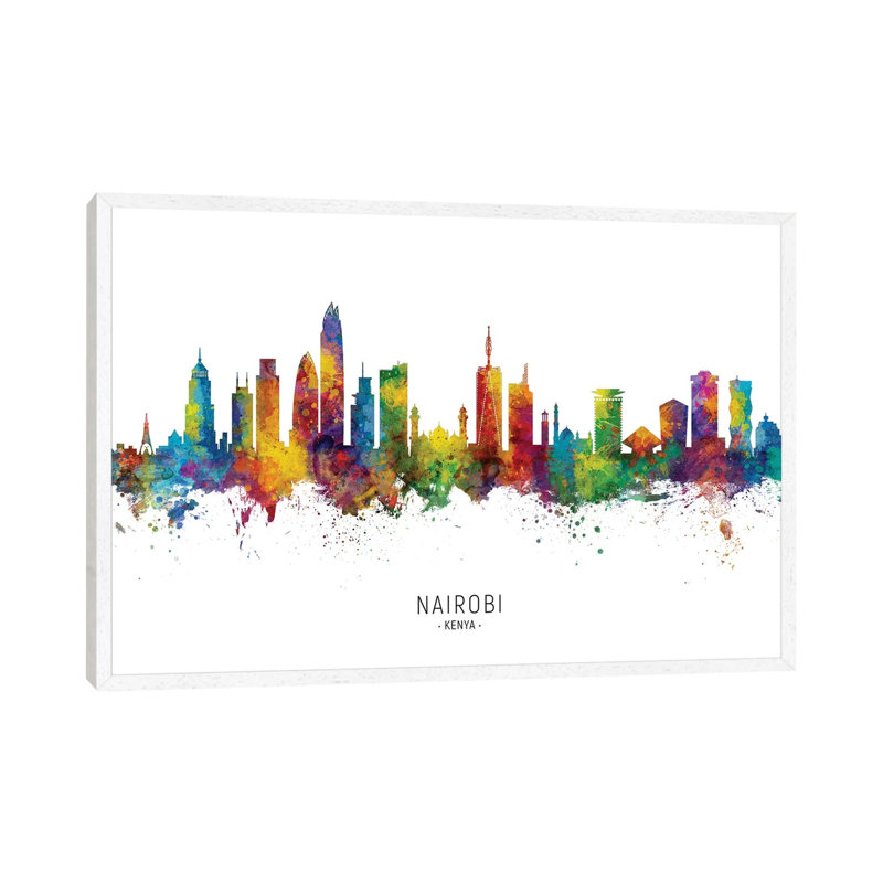Nairobi Kenya Skyline by Michael Tompsett - Print on Canvas, White Framed, 101.6 cm H x 66.04 cm W