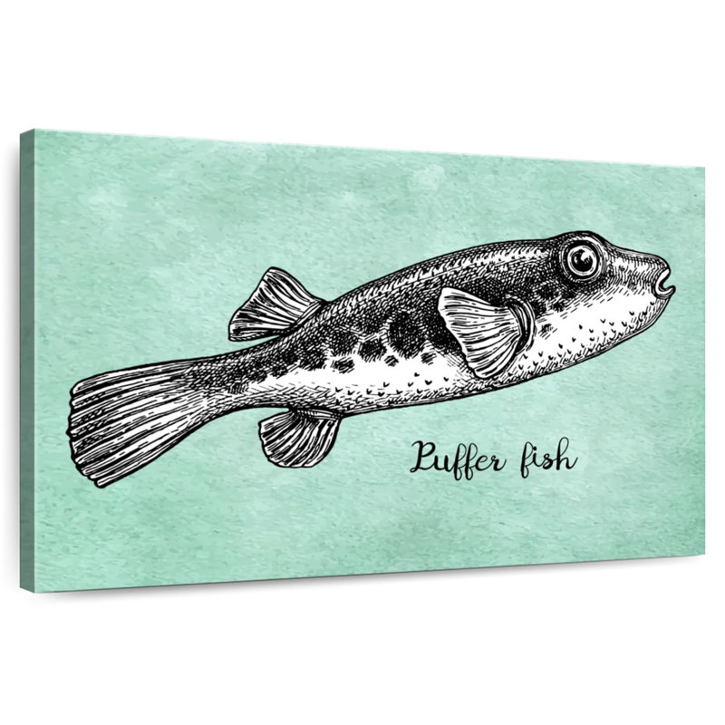 Puffer Fish In Black, 34" H x 51" W