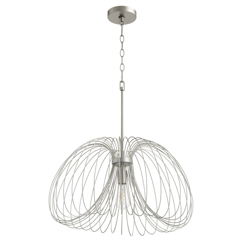 Luminaire suspendu géométrique unique 1 lumière, H 14 po x l 24 po x P 24 po, Argent brossé