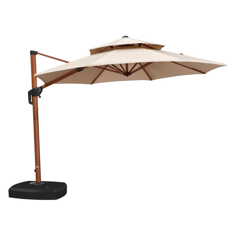 Parasol en porte-à-faux rond 120 po Roselynne, Beige