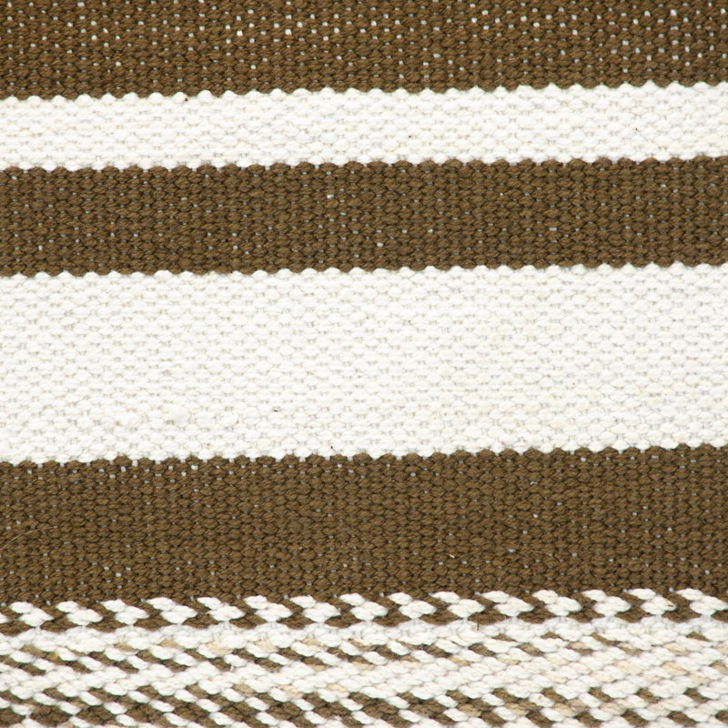 Brown and Beige Cotton Striped Square 18" x 18" Pillow