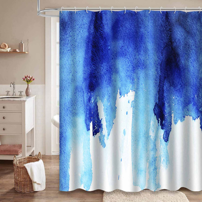 Rideau de douche bleu indigo bleu marine avec 12 crochets, L 72 po x l 84 po