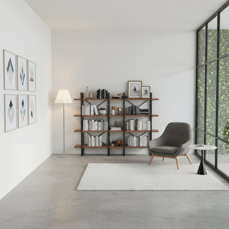 Bibliothèque étagère Kaecyn, Brun / Noir, 56.69" H x 70.86" W x 11.34" D