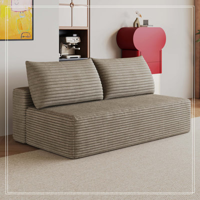 Canapé modulaire Cloud, canapé modulaire moderne avec siège profond, fauteuils rembourrés pour la chambre à coucher du salon, aucun assemblage requis, chameau (tissu velours côtelé moelleux)