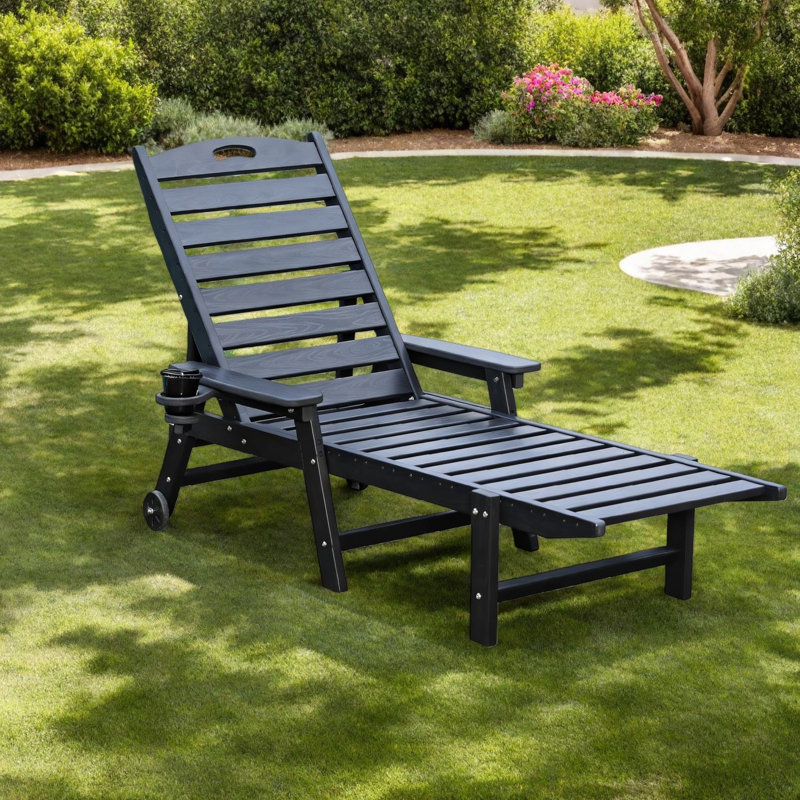 Durable Hdpe Patio Chaise Lounge Chairs, Adjustable Modern Design For Poolside