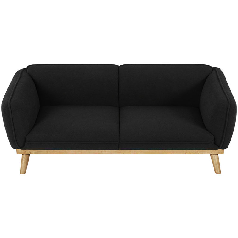 Canapé à accoudoirs carrés 82 po Nolita, Tissu bouclé noir