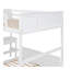 Lit double superposé au dessus d'un lit double avec bureau, blanc-613963769