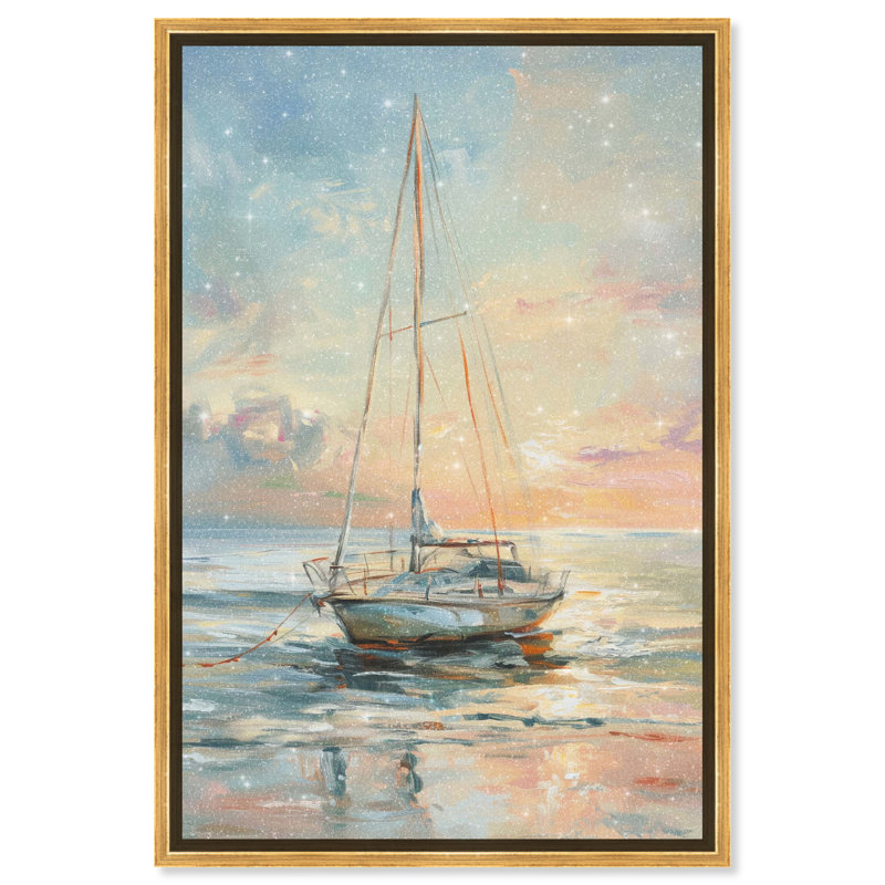 Gold Framed Boat on Shore Canvas Wall Art, 11 x 16