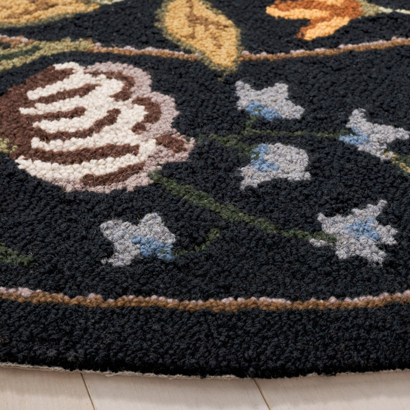 Abigel Hand Tufted Wool Floral Rug, Round 5'6"