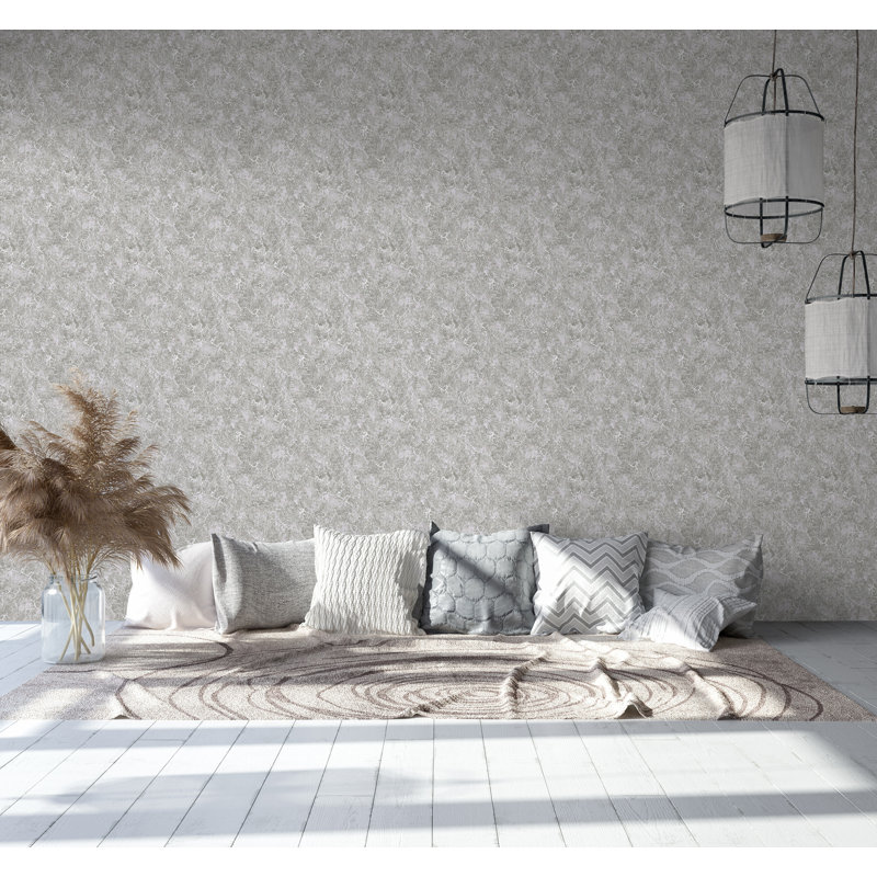 Azulejo Distressed Marble Crackle 33' L x 21" W Wallpaper Roll, Taupe Gray