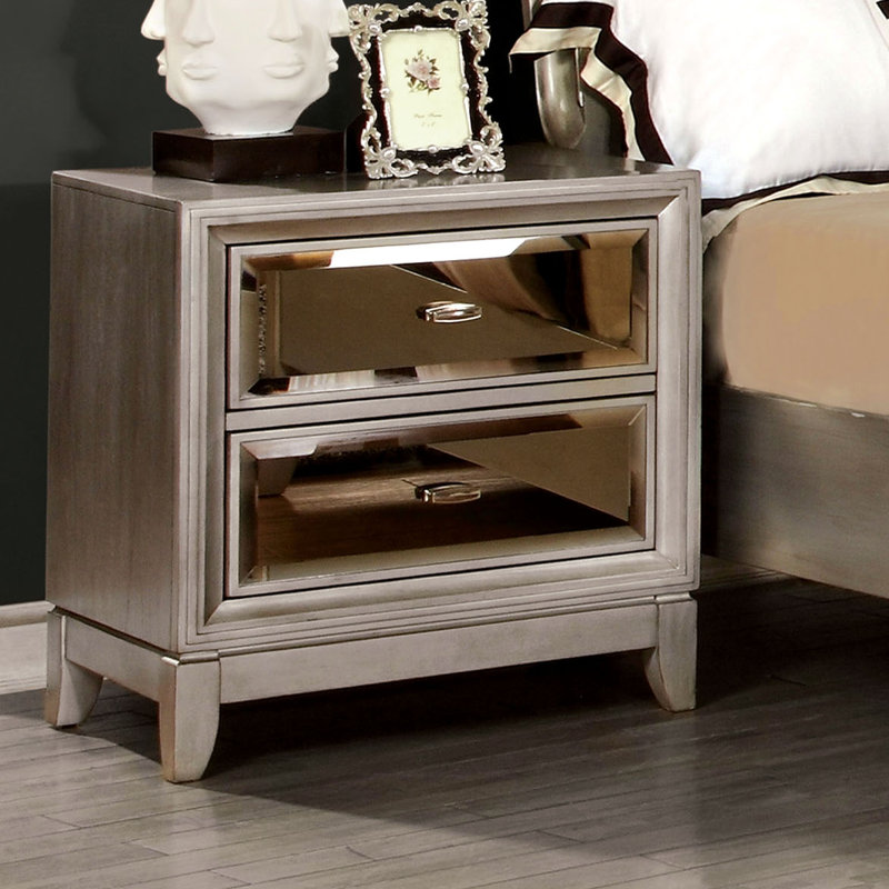 Halleck 58.42cm W Solid + Manufactured Wood Bedside Table