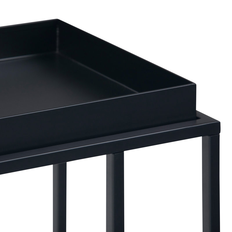 Black Metal Rectangular Tray Top C Side Table
