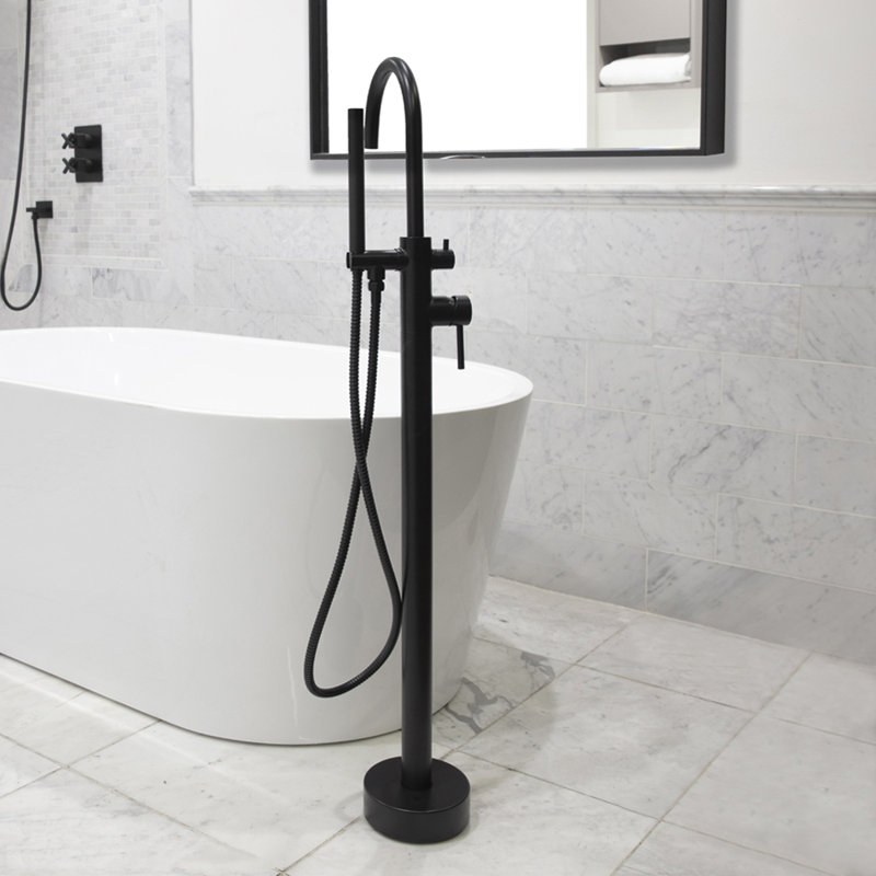 Cigno Tub Filler with Diverter, Matte Black