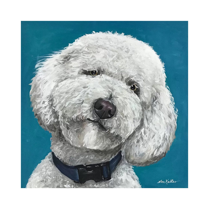 Goldendoodle On Teal by Hippie Hound Studios - Wrapped Canvas Painting, 66.04 cm H x 66.04 cm W x 1.91 cm D