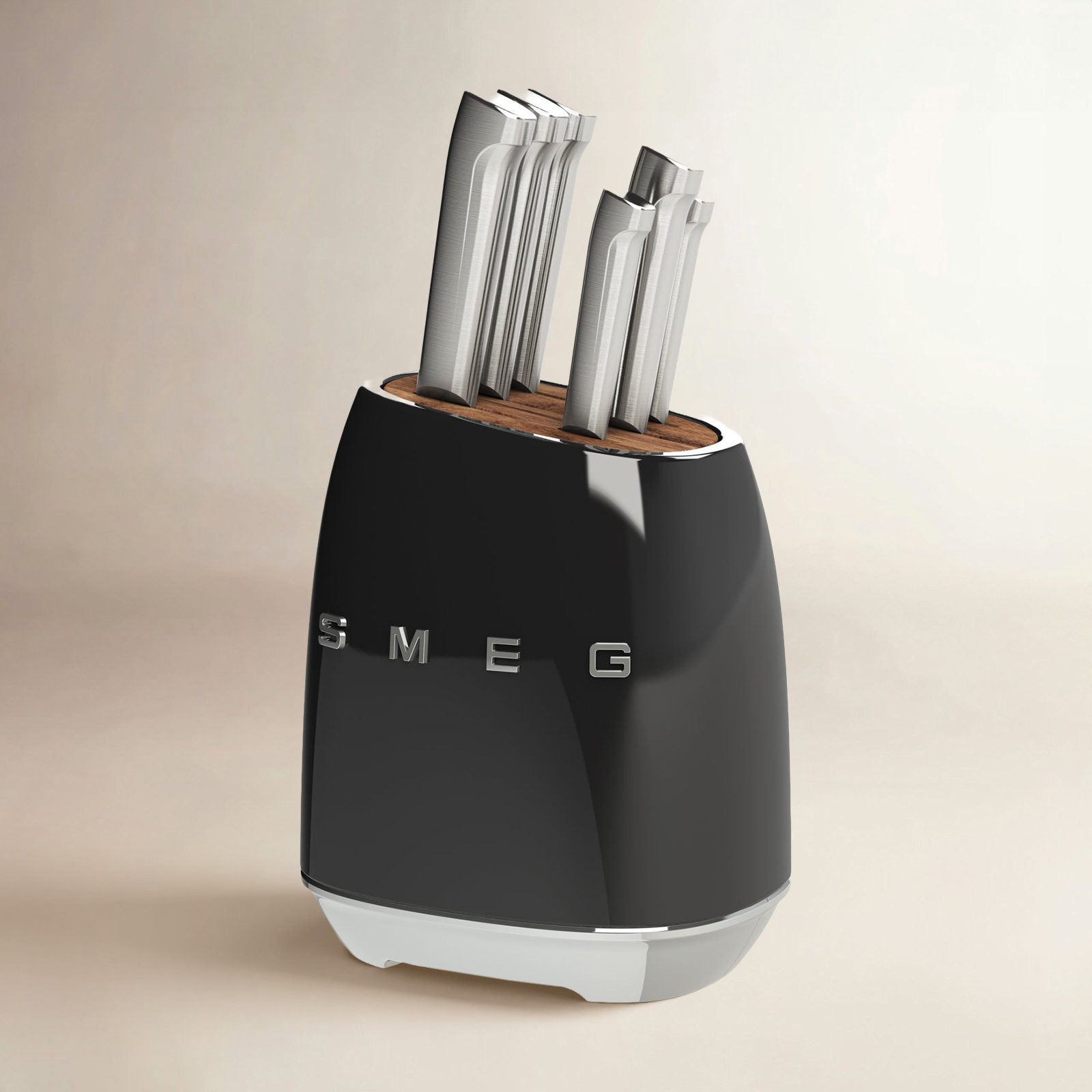 SMEG 7-Piece Kitchen Knife Block Set, Black