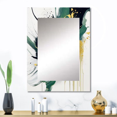 Loranger Green and Yellow Splash - Fractals Decorative Wall Mirror, Modern Large Mirror, Printed Metal Art