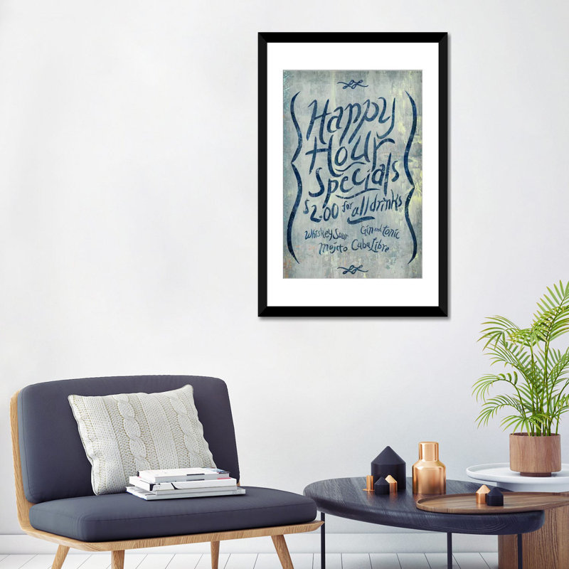 «Happy Hour Blue» par PI Studio - Estampe numérique sur toile tendue avec châssis, H 32 po x l 24 po x P 1 po, Blanc