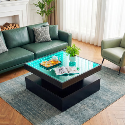 Dazzling Glass Coffee Table With Adjustable Lights