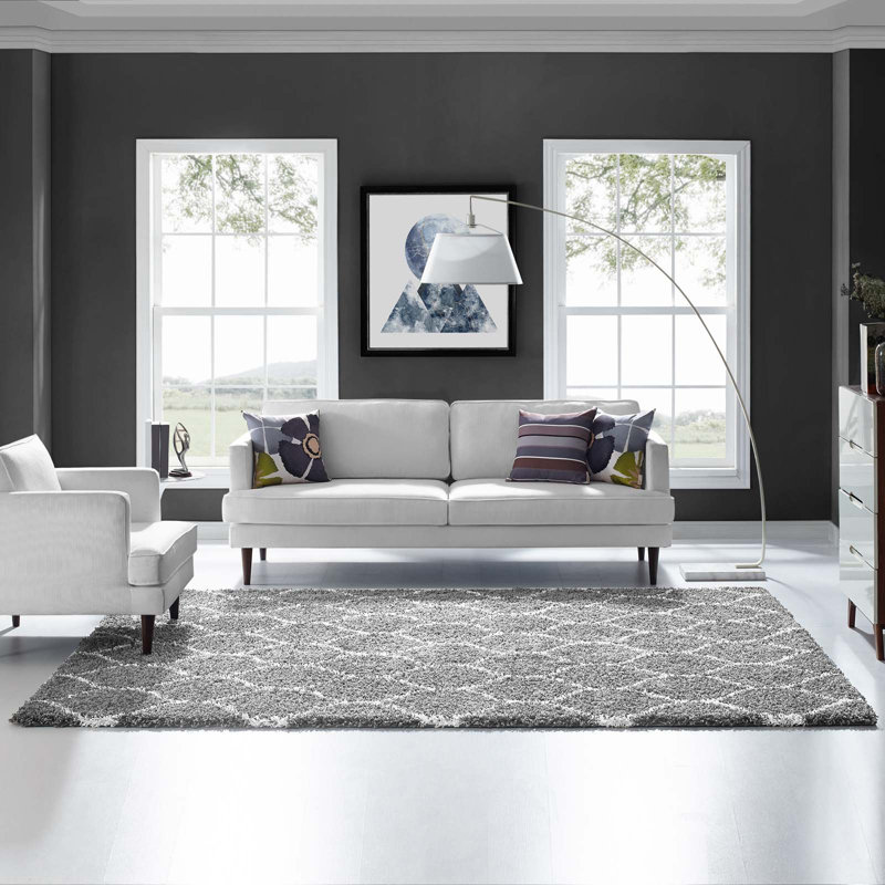 Solvea Moroccan Trellis Shag Area Rug, Rectangle 5' x 8'