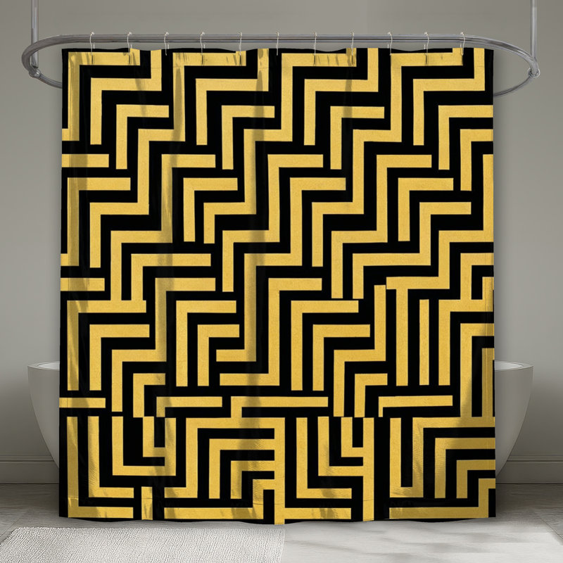 Rideaux de douche Labyrinth, L 70 po x H 84 po, Or noir