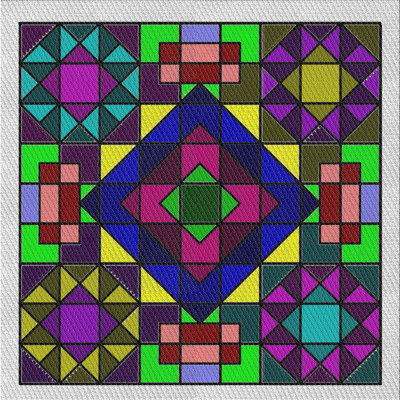 Tapis rouge / vert / mauve