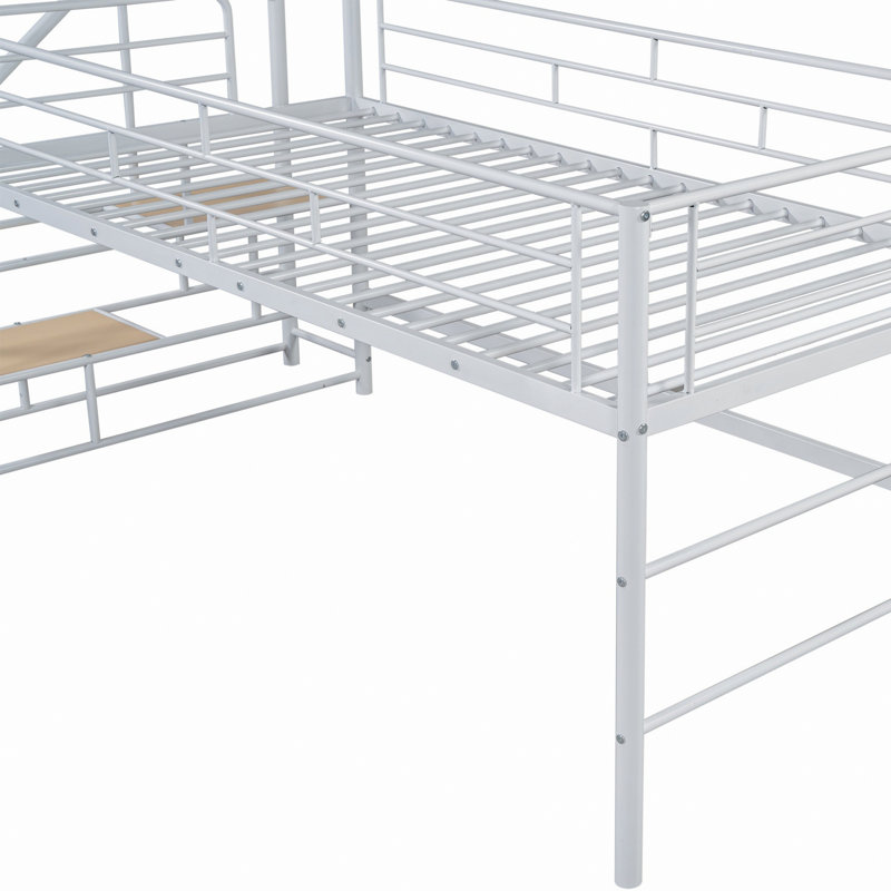 Lit mezzanine avec escalier de rangement, Blanc