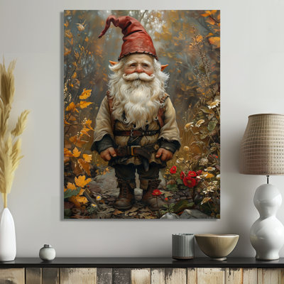 Décoration murale jaune et rouge jardin d'automne - Gnome