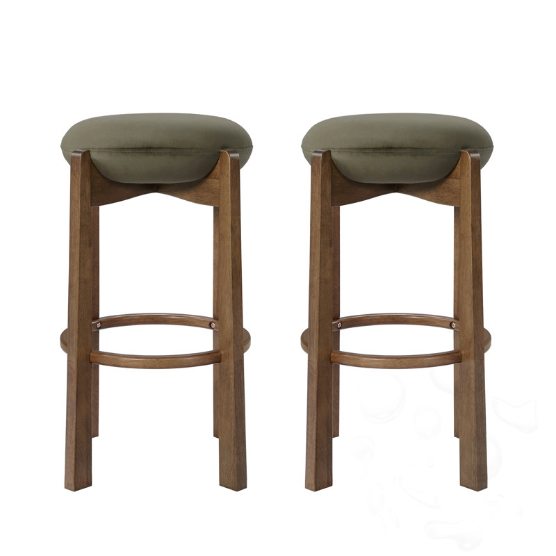 Tabouret de bar intérieur en bois rembourré, Green