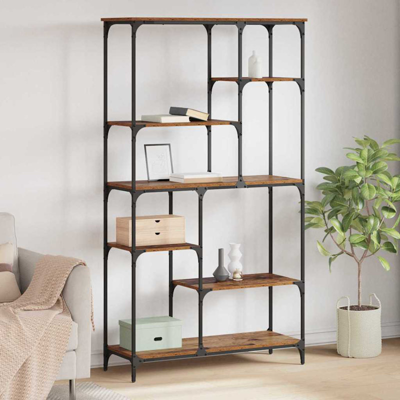 Bookshelf Engineered Wood Living Room Storage Home Furniture Modern, Old Wood