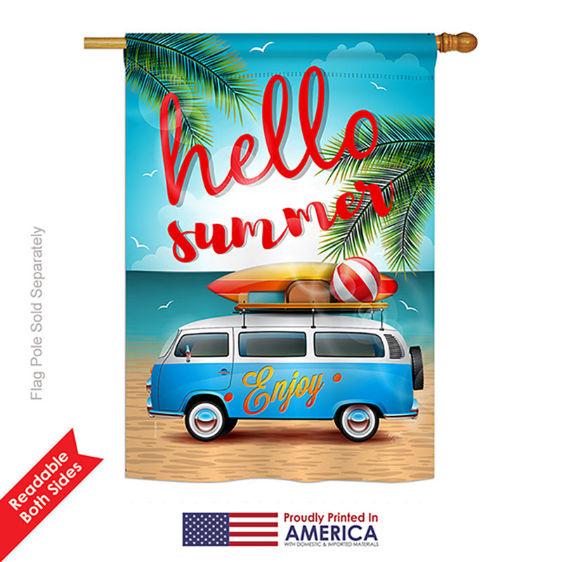 Drapeau de maison en polyester 40 x 28 po Randle Hello Summer
