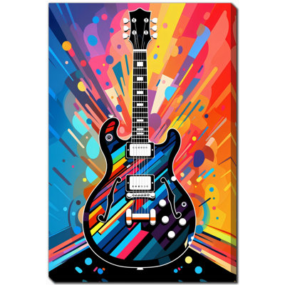 Guitare en couleurs vibrantes, art mural sur toile