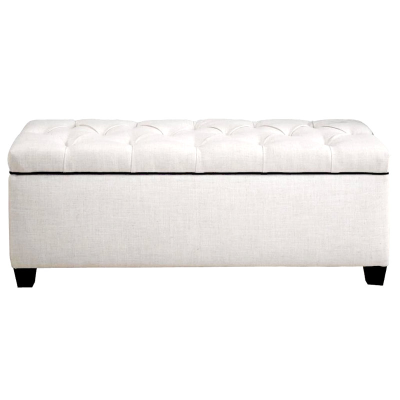 Banc de rangement rembourré Heaney, Blanc cassé / blanc