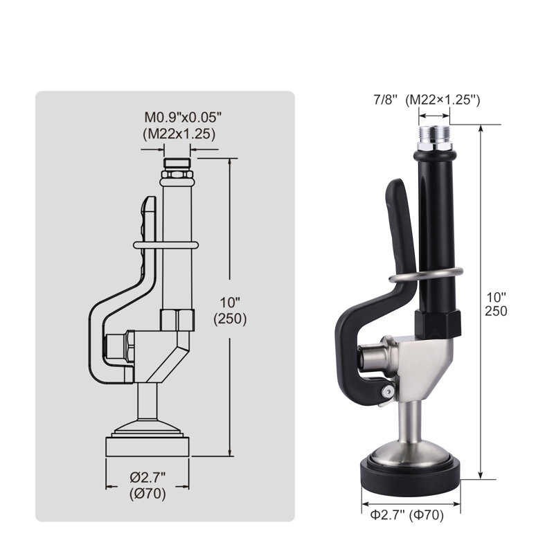 Pre Rinse Sprayer Commercial Sink Sprayer Replacement for Kitchen Sink Faucet, Matte Black/Nickel