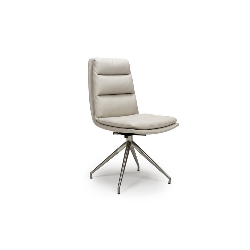 Tarboro 49cm H Upholstered Side Chair, Taupe, Brushed Steel
