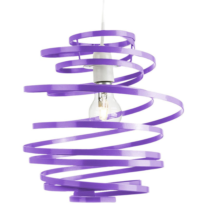 Contemporary Gloss Double Ribbon Spiral Swirl Ceiling Light Pendant, Purple