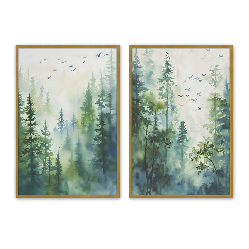 «Serene Forest In Flight», H 15,25 po x l 12,25 po, Or poli